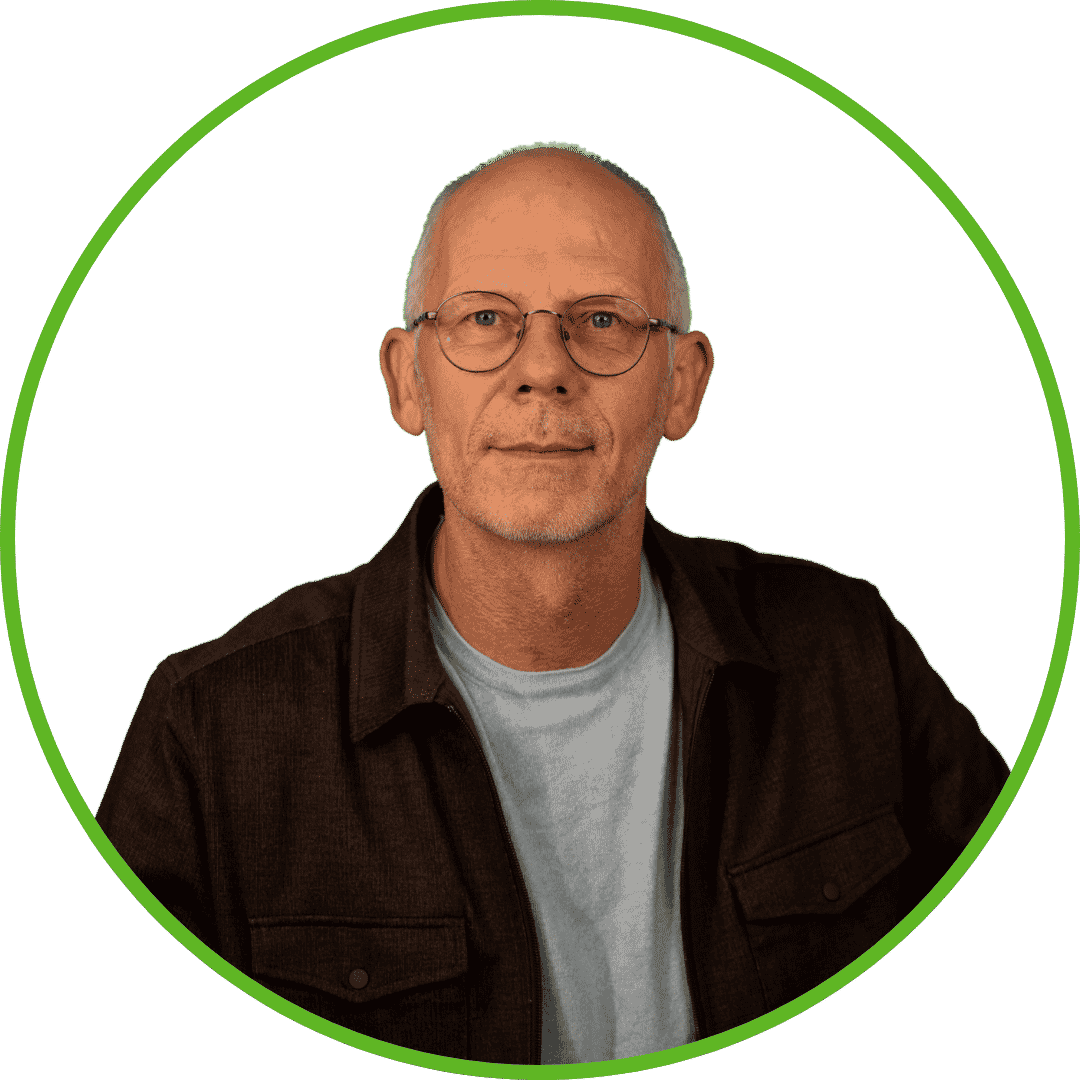 Rob met groen rond